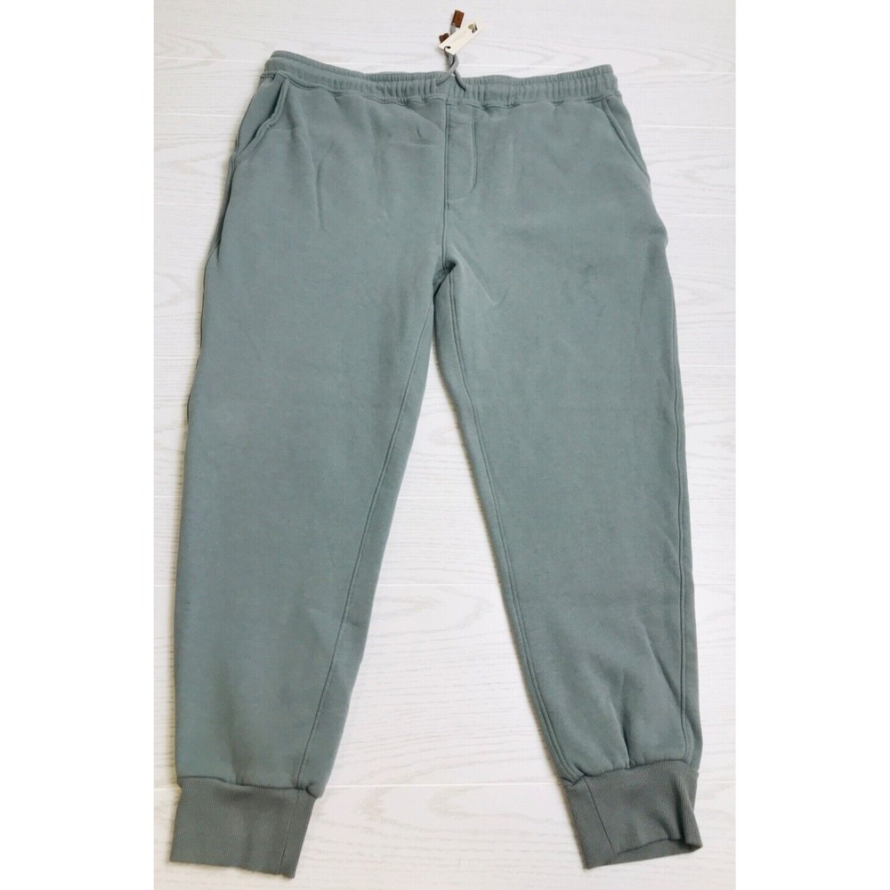 Fundamental Coast Sweatpants Mens 38x29 Green Andy Drawstring Tapered Fleece New